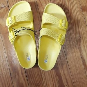 BRAND NEW cozy croc style slippers, neon yellow